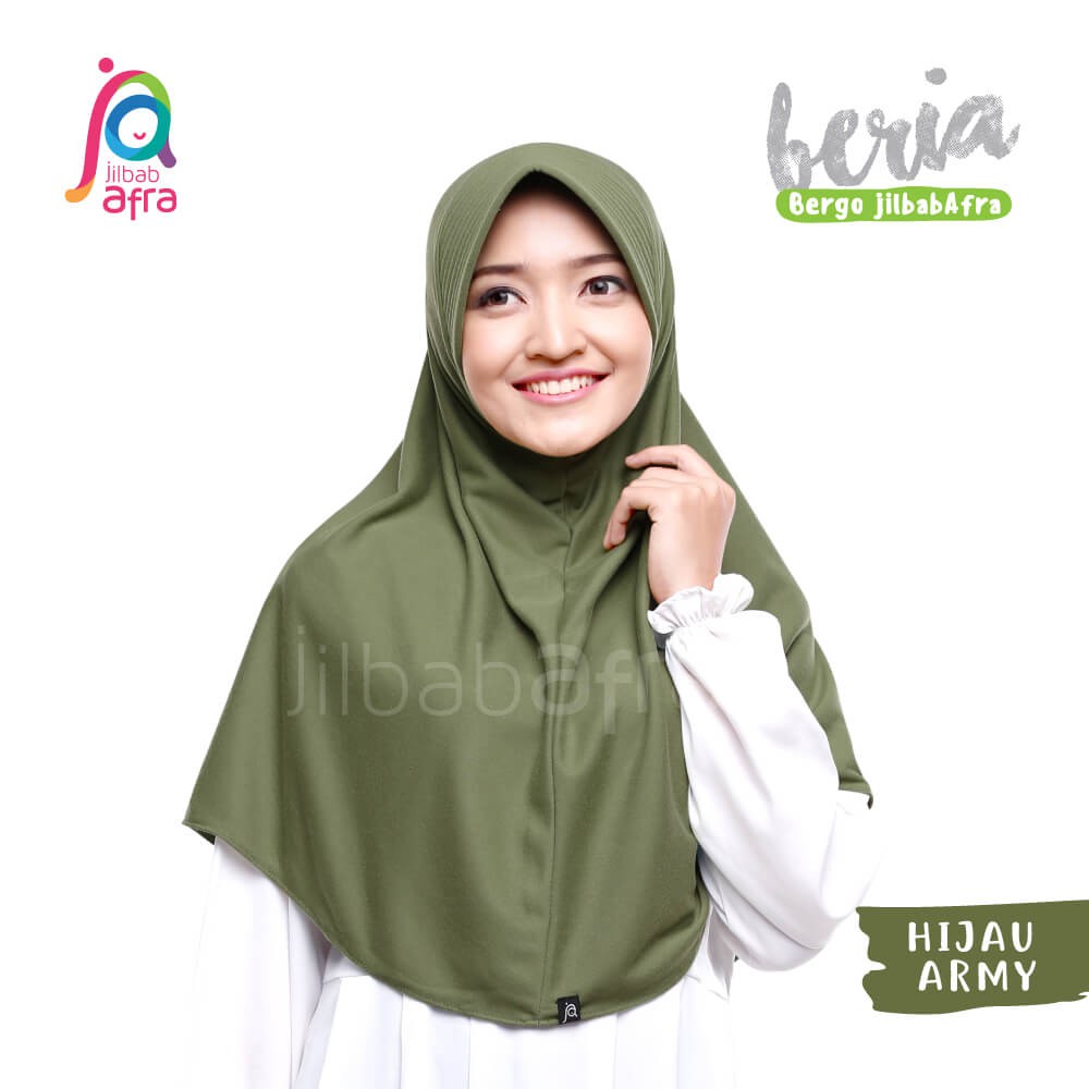 Jual Jilbab Beria Hijau Army Bergo Jilbab Afra Hijab Instan Bahan