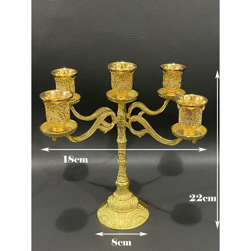 Jual Hiasan Candle Holder Tempat Lilin Arab Warna Emas Bahan Logam