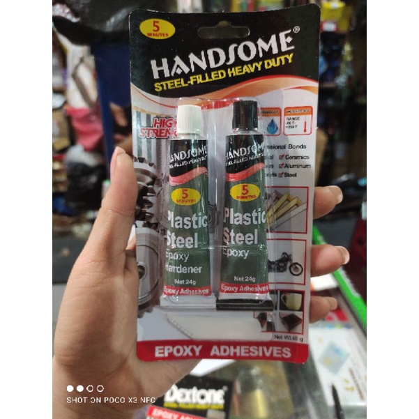 Jual Lem Campur HANDSOME Lem Epoxy Lem 5menit Lem Hitam Putih HANDSOME