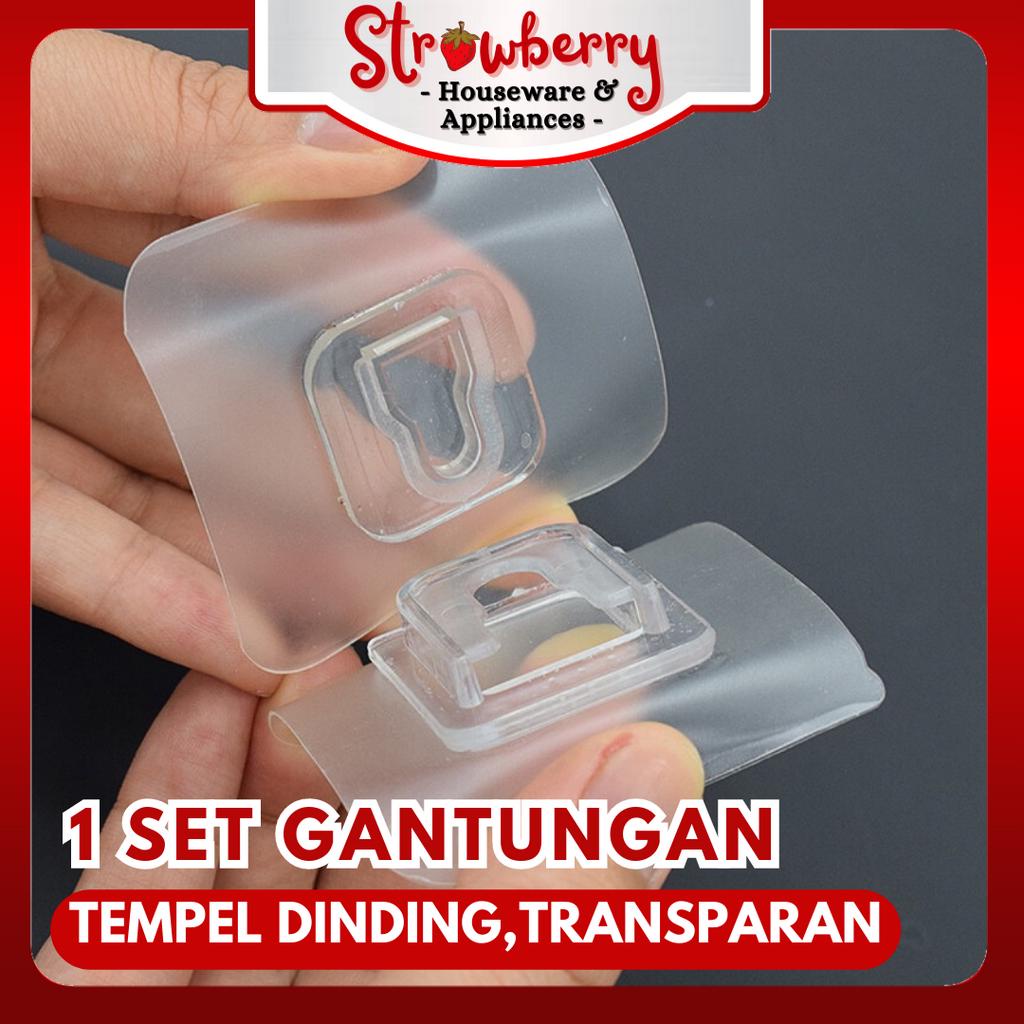 Jual Gantungan Tempel 1 Set Hook 2 Sisi Hanger Transparan FIXATOR