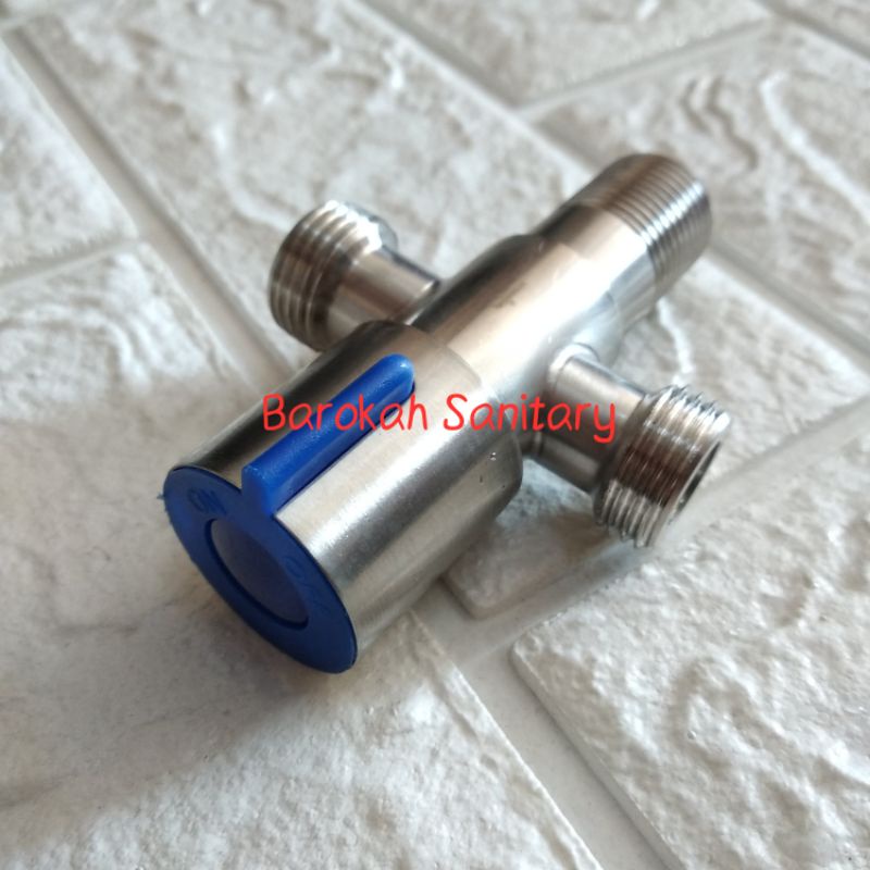 Jual Stop Kran Cabang T Double Stainless Sus Kran Shower Cabang