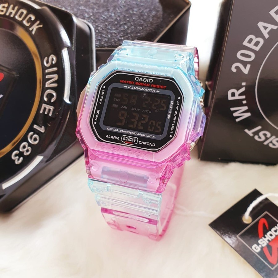 Jual Jam Tangan Pria G Shock Gw M Rainbow Jelly Pink Shopee Indonesia