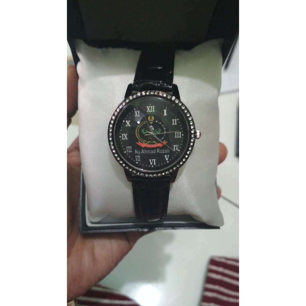 Jual Jam Bulat Permata Logo Persit Bhayangkari Jala Dll Hitam Shopee