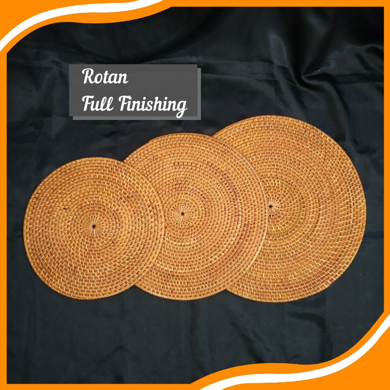 Jual Tatakan Piring Anyaman Rotan Bulat Placemat Rattan Alas Dekorasi