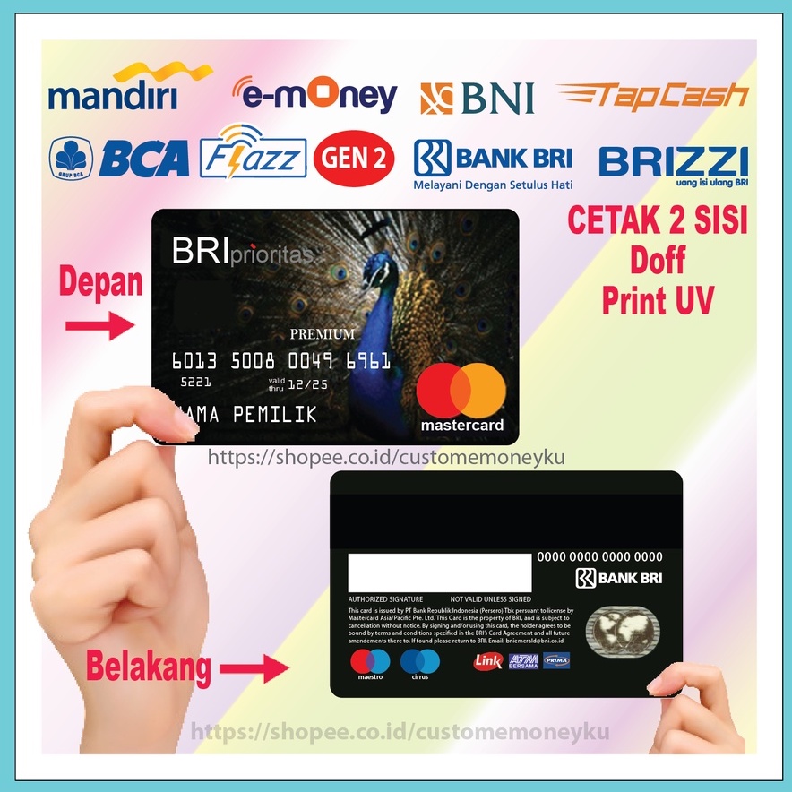 Jual Kartu Emoney Design Custom Bri Merak Etoll E Money Mandiri Flazz