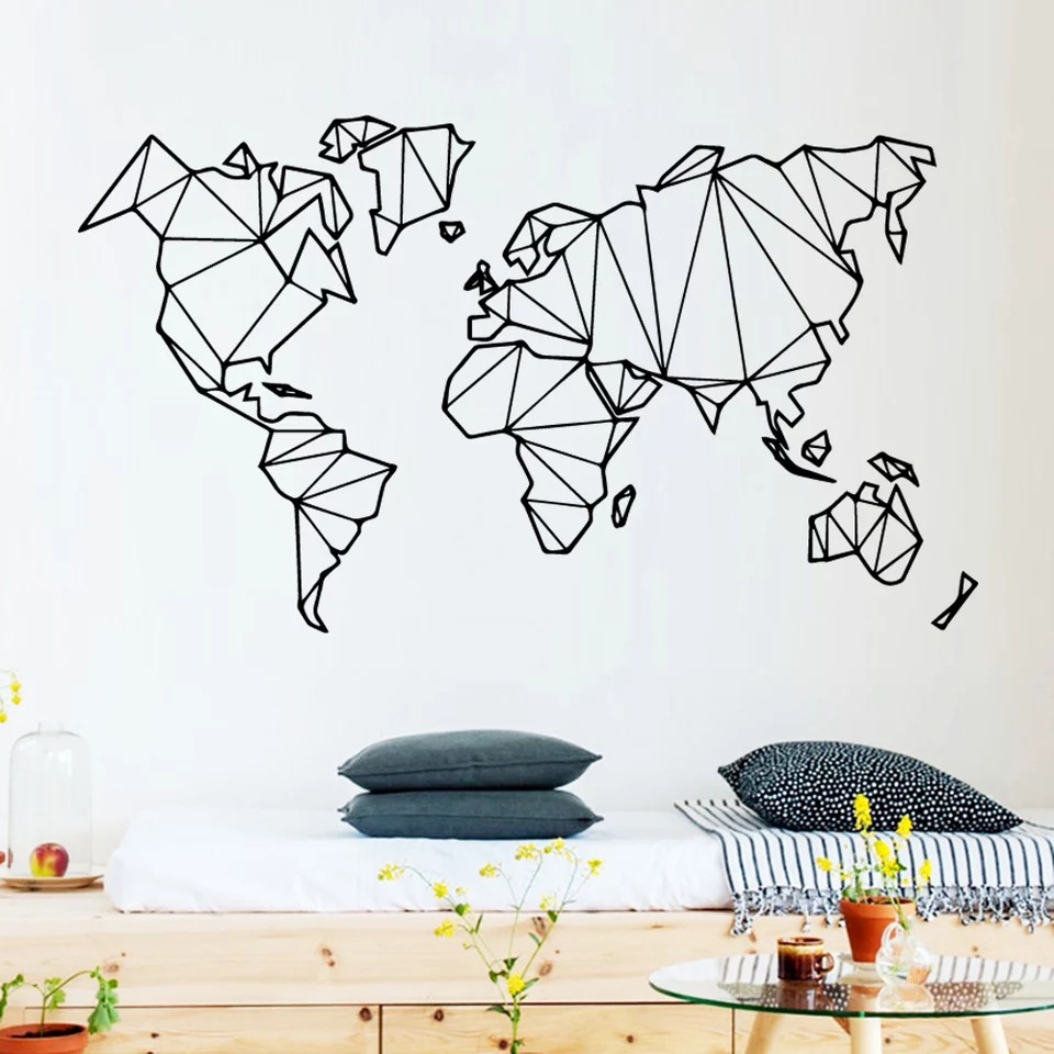 Jual Wall Cutting Sticker Dinding Custom Kaca Map Peta Dunia Tembok