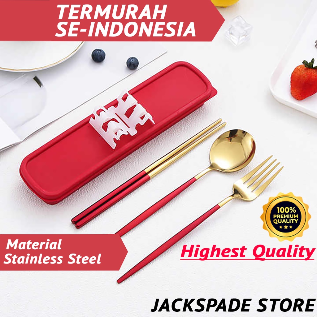 Jual Set Alat Makan Korea Matte Gold Stainless Steel Sendok Garpu