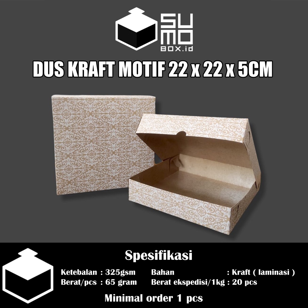 Jual Dus KRAFT 22x22x5 Coklat Laminasi Kotak Box Pizza Roti 325gsm