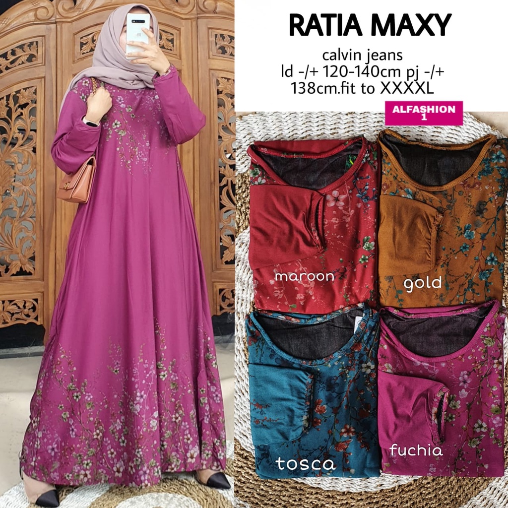 Jual Baju Gamis Jumbo XXXL Terbaru Motif Ranting Bunga Bunga Cantik