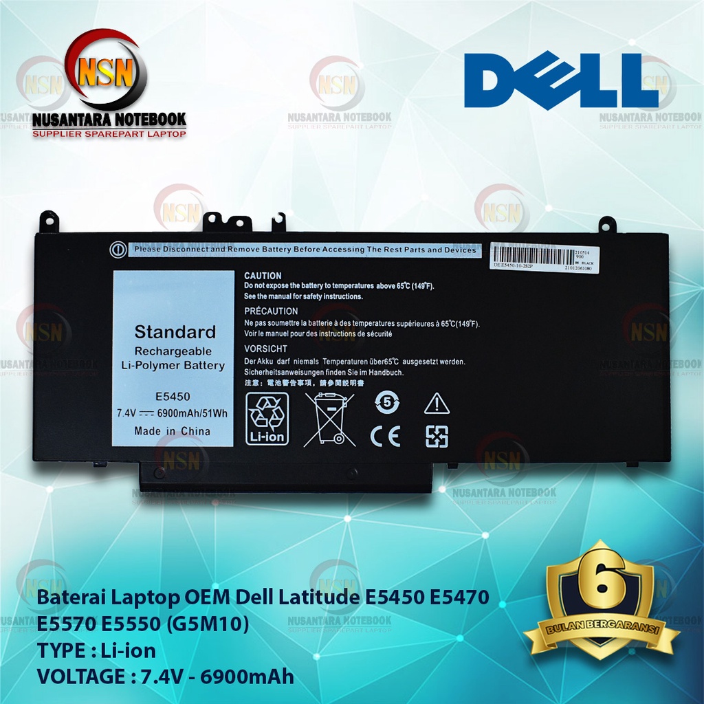 Jual Baterai OEM Dell Latitude E5450 E5470 E5570 E5550 G5M10 7 4V