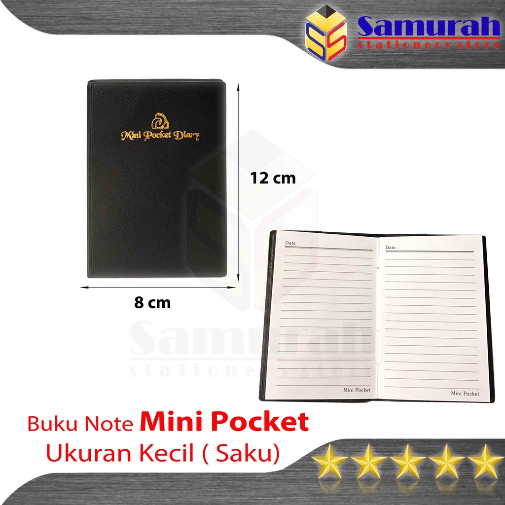 Jual Buku Agenda Saku Kecil Kertas Bergaris Cover Plastik Hitam X