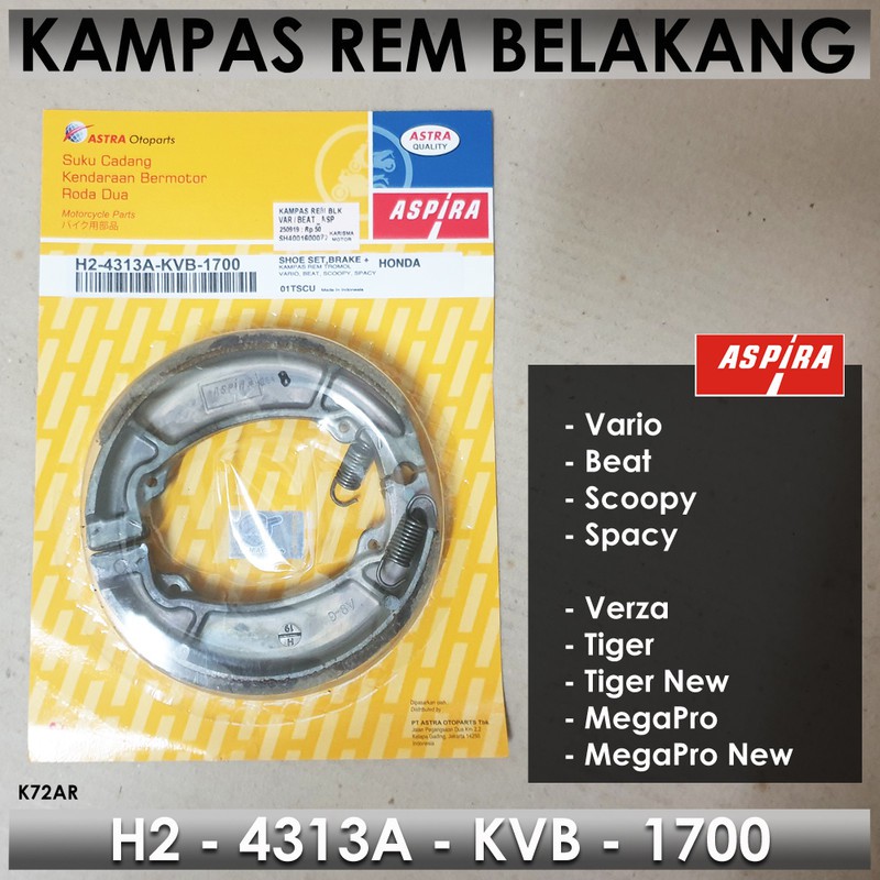 Jual Kampas Rem Belakang ASPIRA H2 4313A KVB 1700 Vario Beat Scoopy