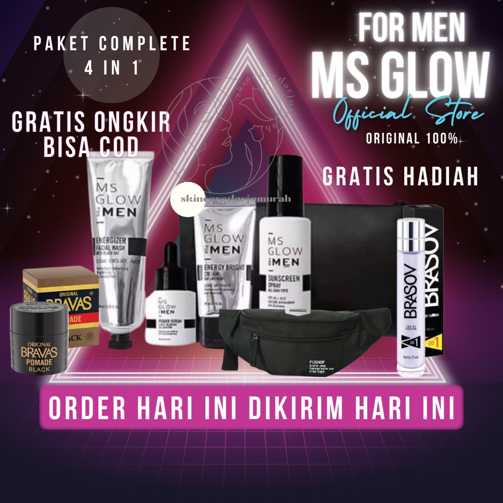 Jual LIVE Msglow For Men Paket Complete Perawatan Wajah Pria Laki Laki