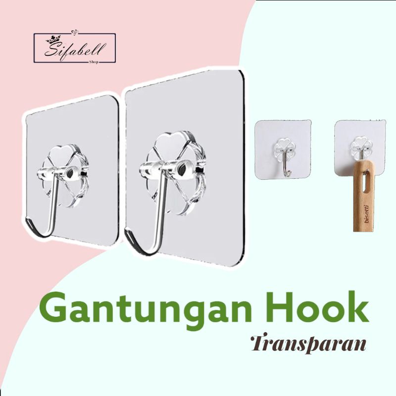 Jual Gantungan Hook Tempel Transparan Hanger Besi Cantelan Dinding