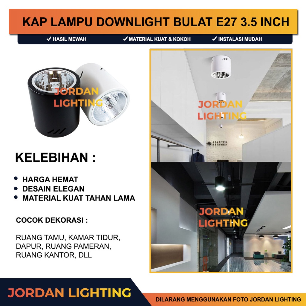 Jual Lampu Outbow Tempel Plafon Inch Downlight Plafon Bulat Hitam