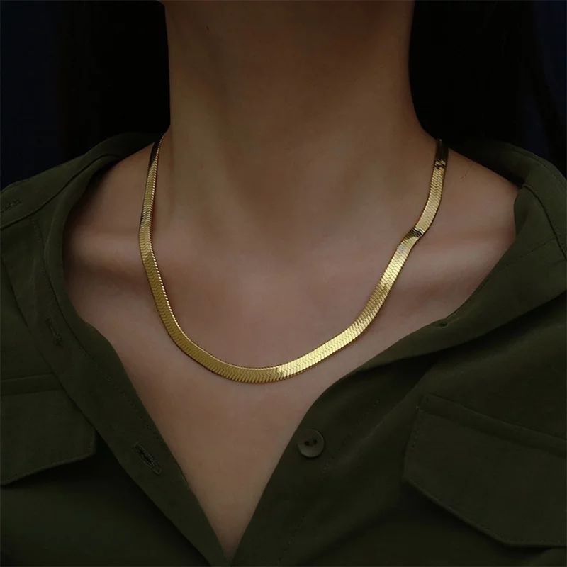 Jual Kalung Titanium Anti Karat Kalung Gepeng Gold Silver Kalung