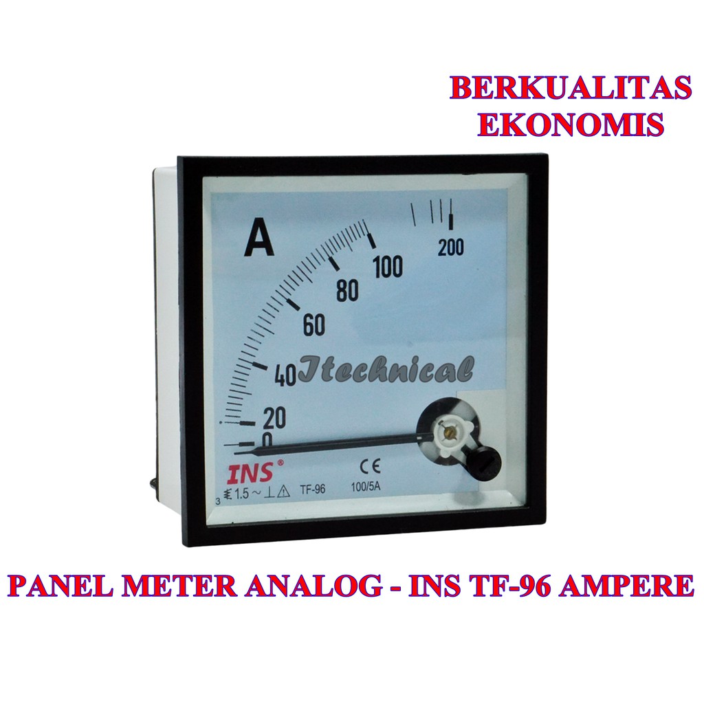 Jual PANEL METER ANALOG AMPER DIRECT 96X96 JARUM 50A 500A Shopee