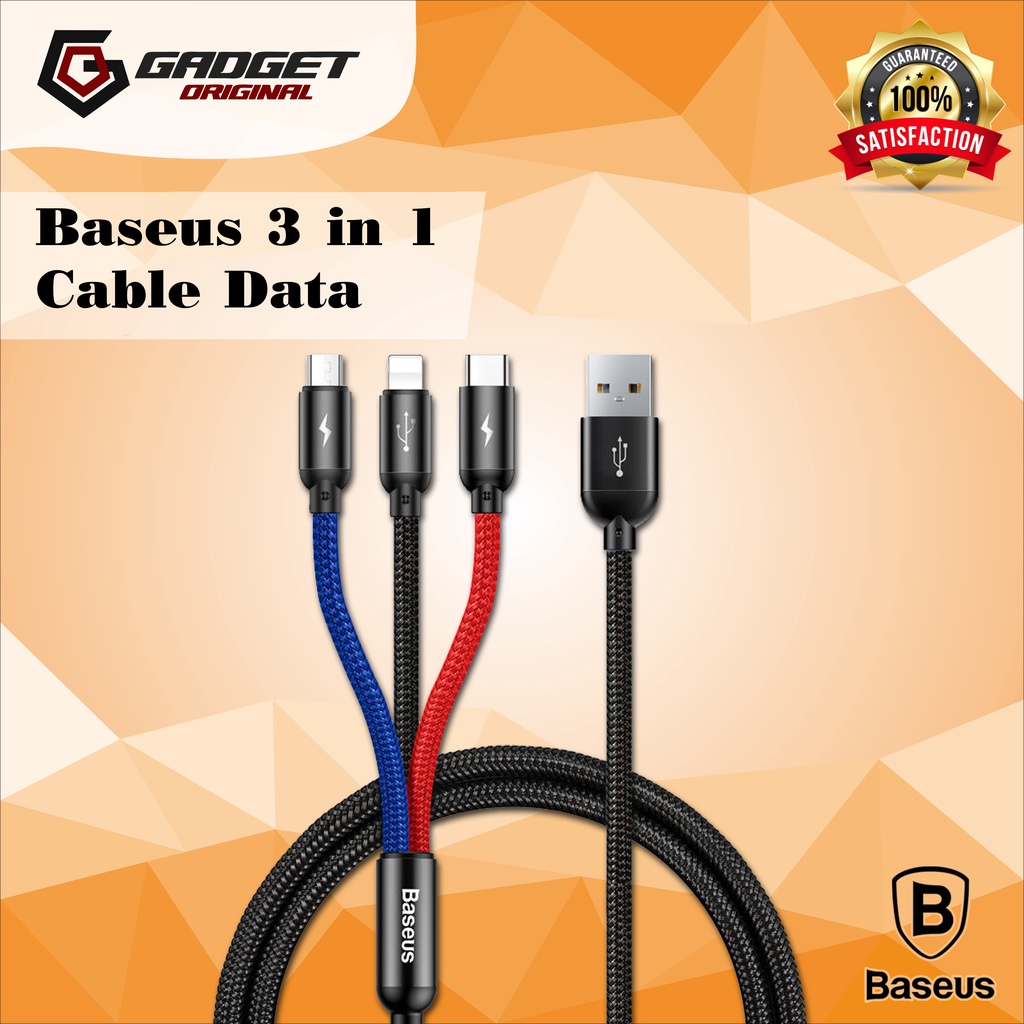 Jual Baseus Cable Data 3in1 Micro Type C Lightning 3 5A Fast Charging