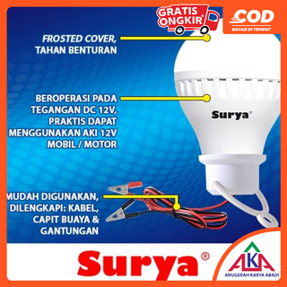 Jual SURYA Bohlam Lampu Jepit AKI DC 12V CLEAR SDC 3W 5W 9W 12W