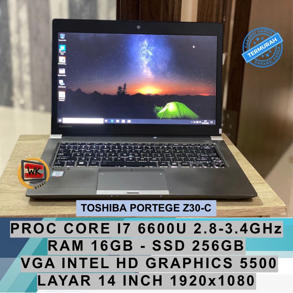 Jual TOSHIBA PORTEGE Z30 C CORE I7 6600U RAM 16GB SSD 256GB LAPTOP