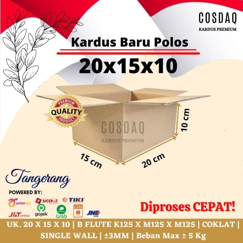 Jual KARDUS 20x15x10 Cm DUS KARTON BOX COKLAT PACKING BARU POLOS MURAH