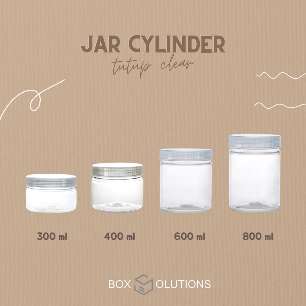 Jual Toples Tabung Jar Cylinder PREMIUM Tutup Bening 300ml 400ml