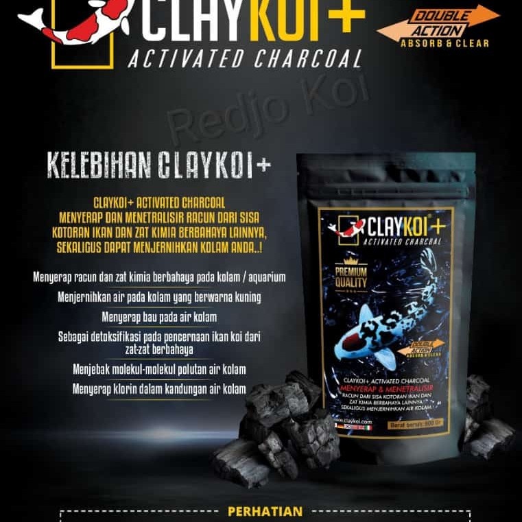 Jual Clay Koi Plus Penjernih Air Kolam Koi Charcoal Claykoi Gram