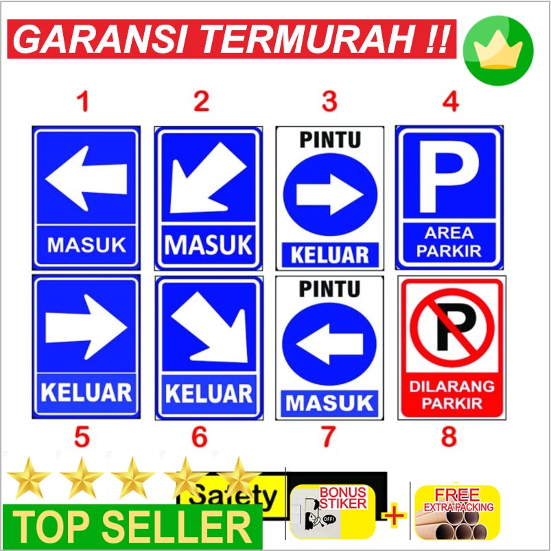 Jual Terlaris Stiker Tanda Arah Perhatian Dilarang Area Parkir Tanda