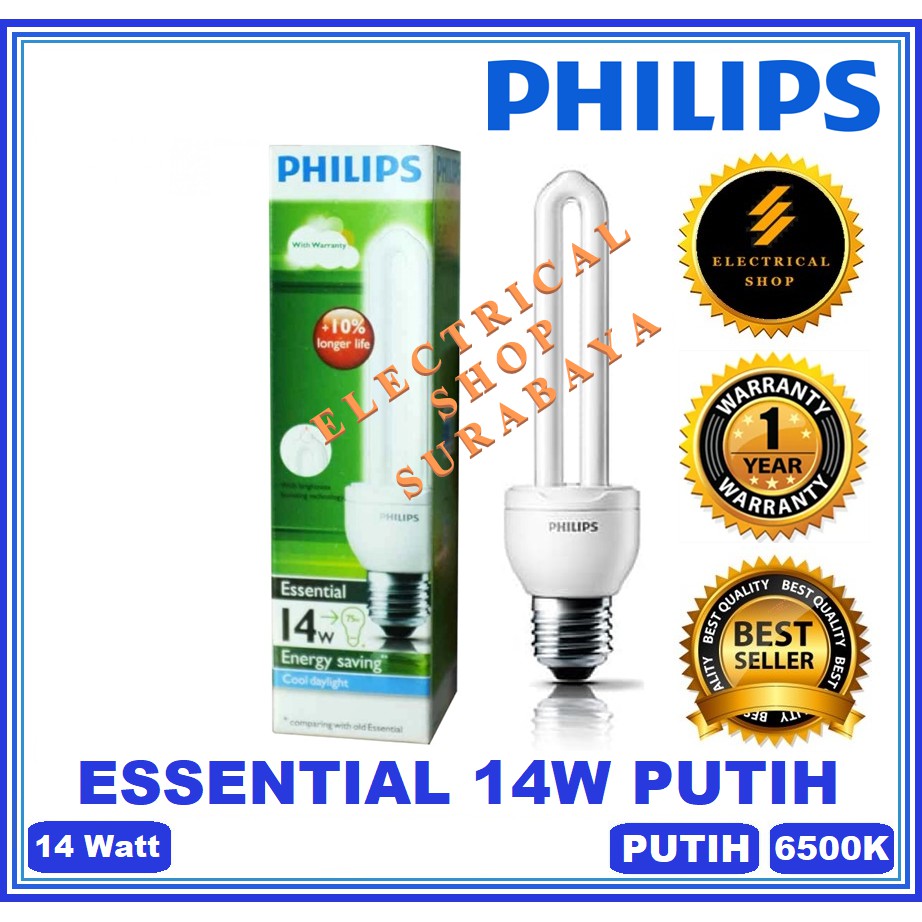 Jual PHILIPS LAMPU ESSENTIAL 14W 14 WATT PUTIH HARGA GROSIR GARANSI