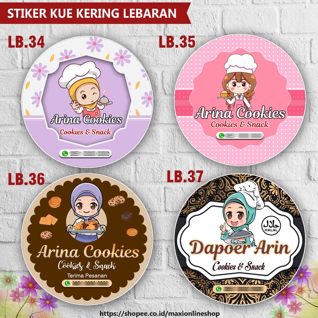 Jual CETAK STIKER LABEL KUE KERING LEBARAN COOKIES LABEL KEMASAN