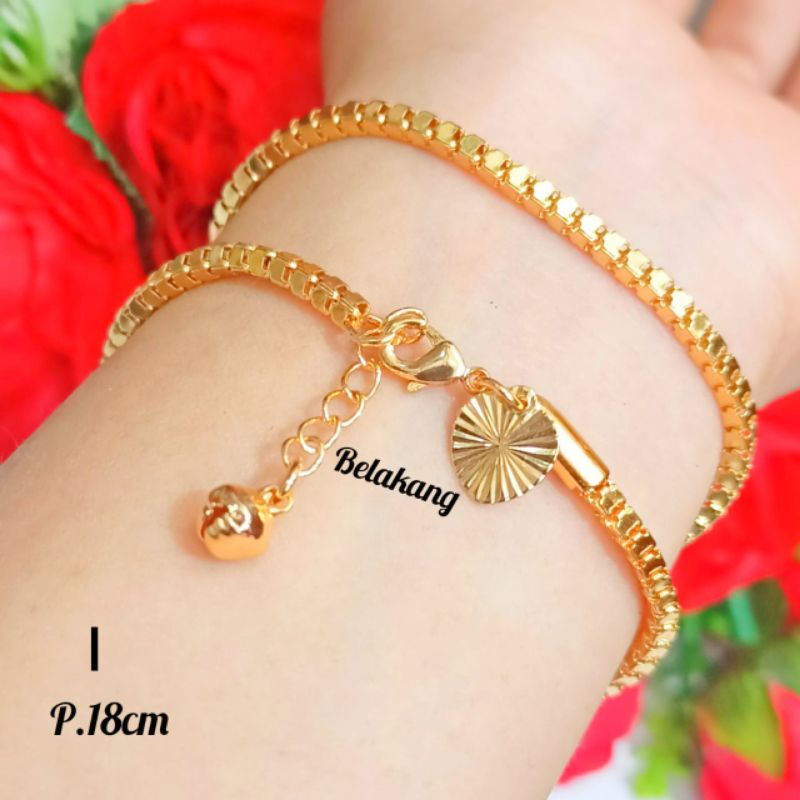 Jual Gelang Tangan Wanita Milano Cantik Perhiasan Wanita Titanium Gold