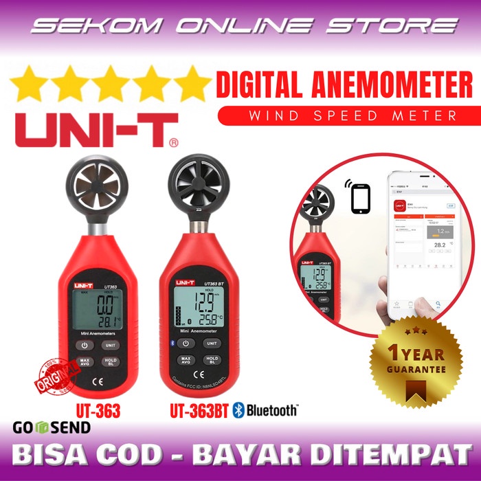 Jual Uni T Mini Digital Bluetooth Anemometer Wind Speed Meter Ut