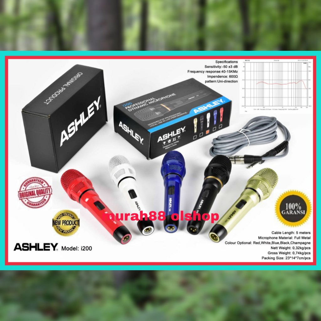 Jual Mic Ashley I Microphone Kabel Dynamic Original Warna Pilihan