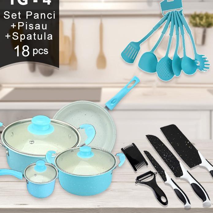 Jual X97N Panci Set Teflon Marble 13 Pcs Cookware Set Tutup Kaca