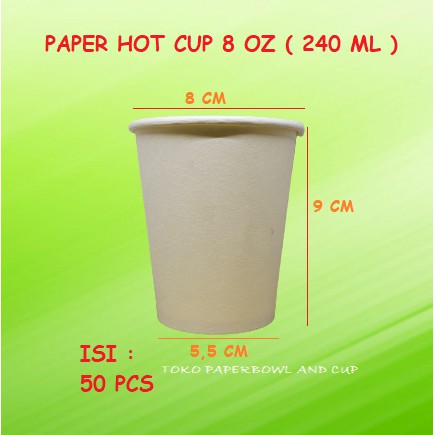 Jual Paper Hot Cup Gelas Kertas Oz Ml Polos Isi Pcs Shopee