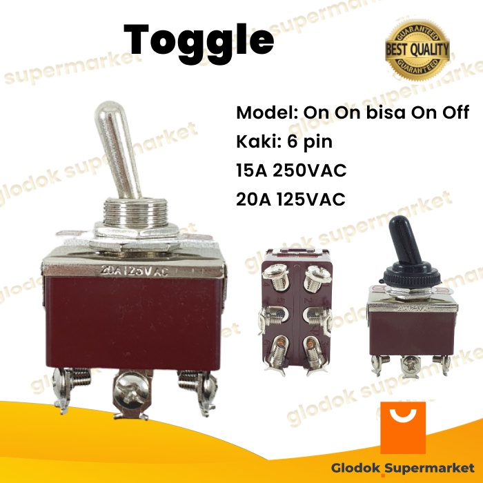 Jual Toggle Switch 6 Pin On Off Saklar Togle Kaki 6p 15A 20A ON ON