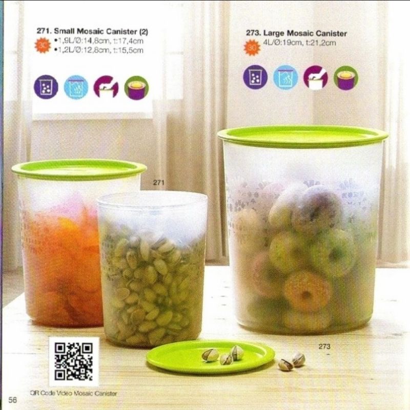 Jual Tupperware Small Mosaic Canister Toples Set Wadah Krupuk