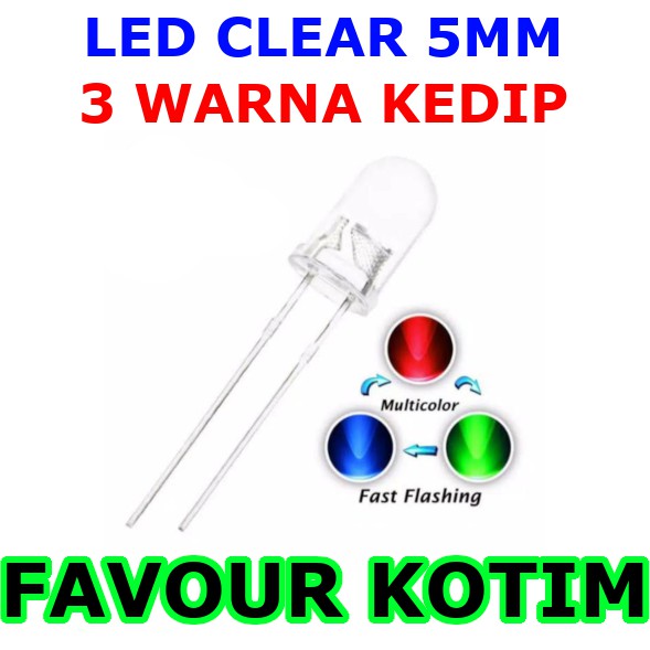 Jual Led Mm Mm V Clear Round Hat Warna Kedip Disco Rgb Fvkotim