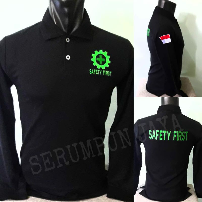 Jual KAOS SAFETY FIRST HITAM PANJANG KAOS KERAH SAFETY FIRST LENGAN