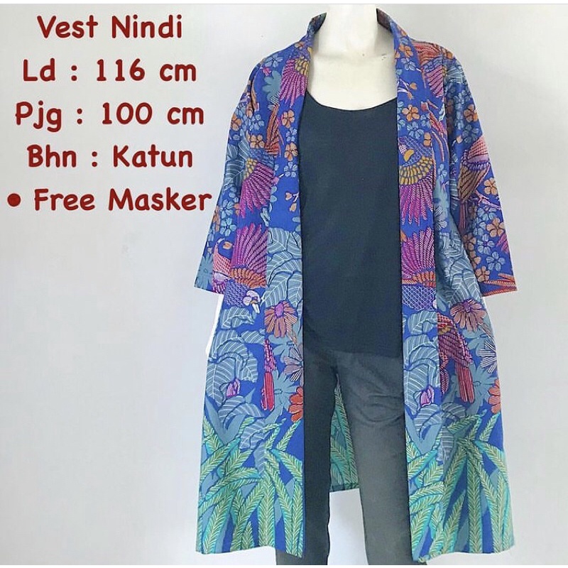 Jual Vest Outer Bolero Rompi Batik Wanita Jumbo Lingkar Dada Cm