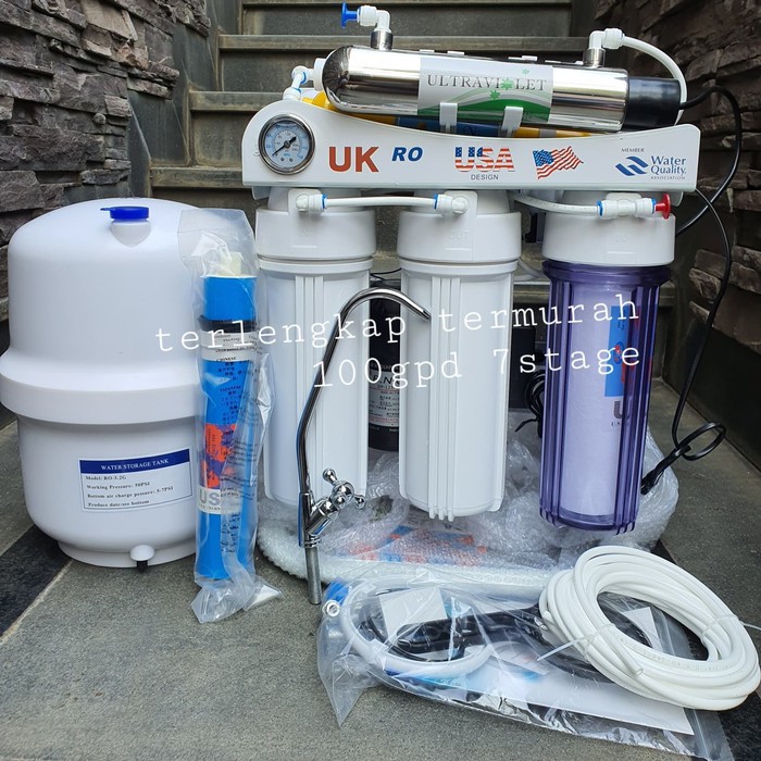 Jual MESIN RO UK REVERSE OSMOSIS 100 GPD 7 STEP PG UK USA 100GPD USA