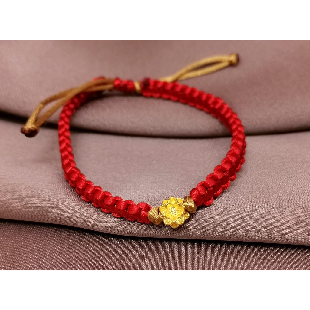 Jual Gelang Charm Bunga Lotus Teratai Emas Kadar 24k Hongkong 999