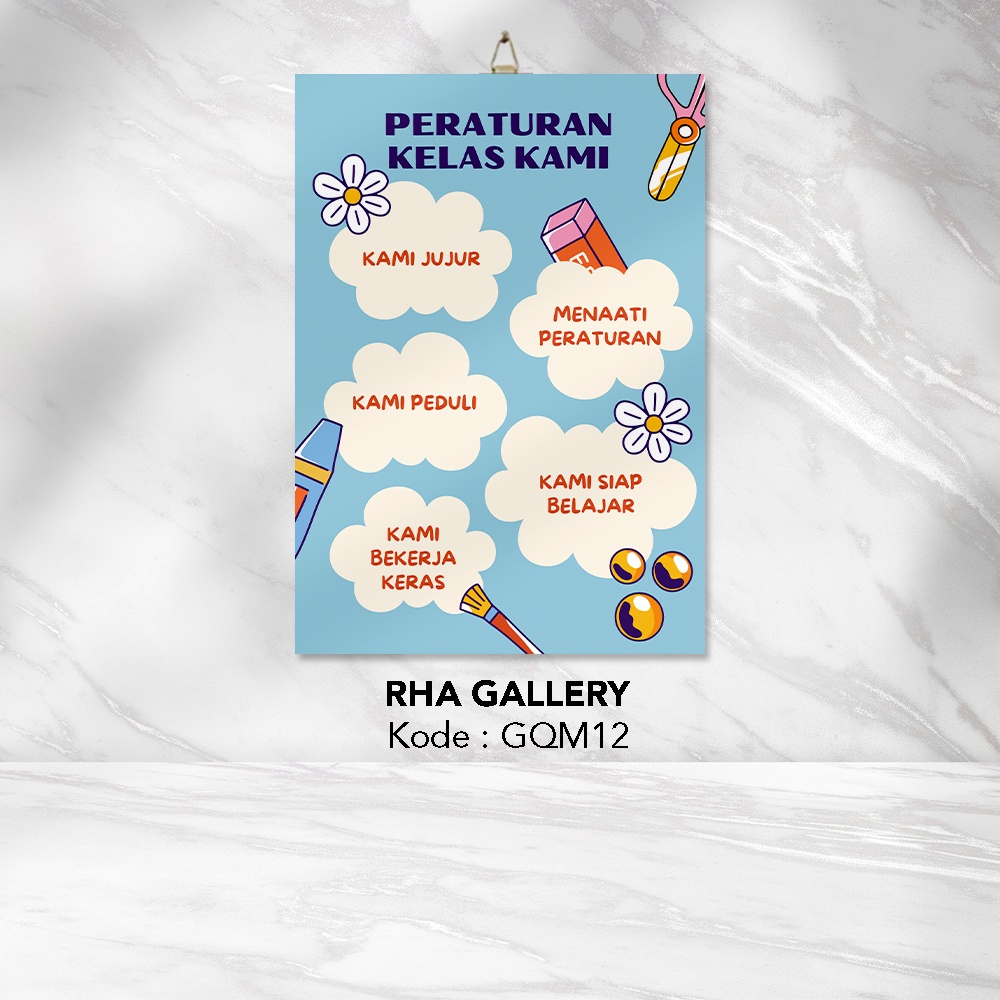 Jual Rha Gallery Hiasan Dinding Peraturan Kelas Siswa Eestetik Dekorasi