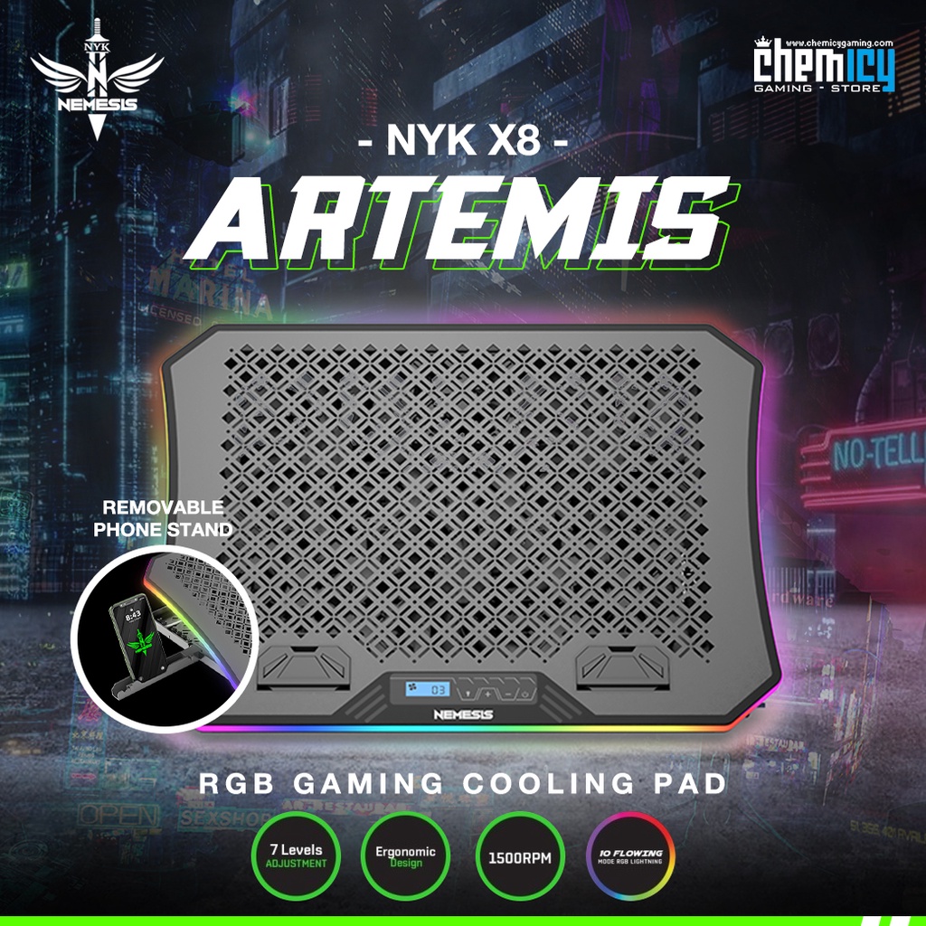 Jual Nyk X Artemis Rgb Gaming Cooling Pad Laptop Fan Shopee Indonesia