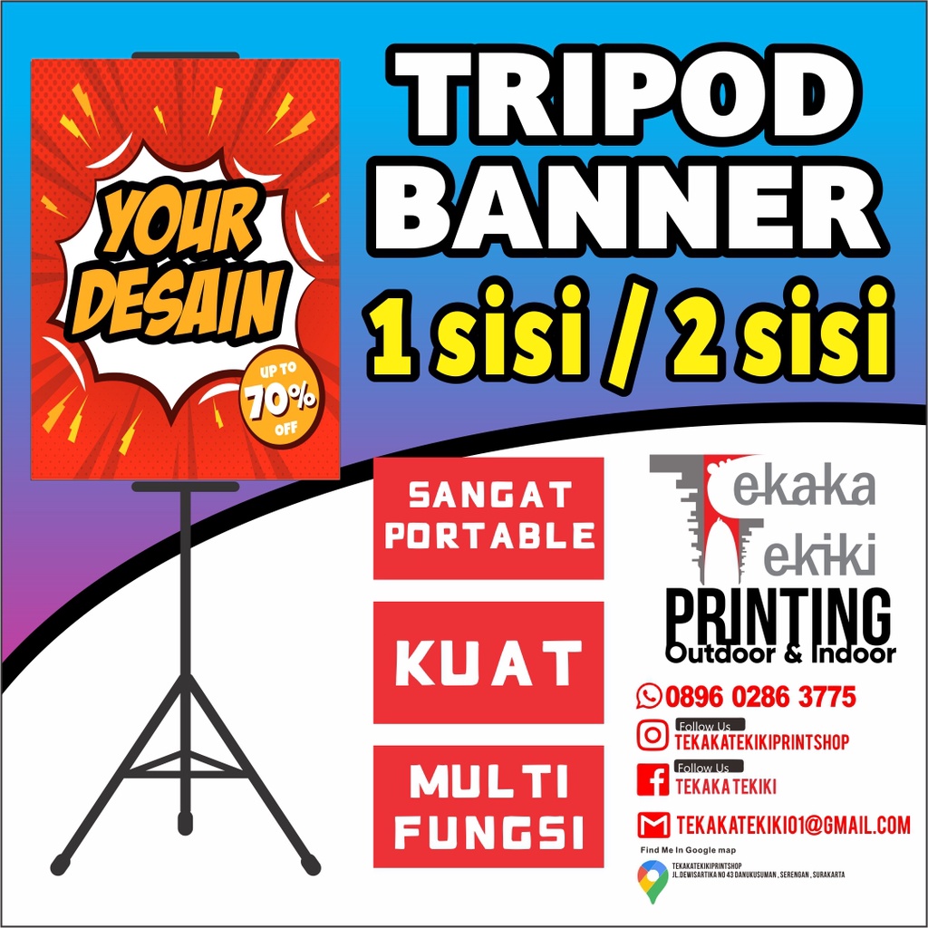 Jual Tripod Stand Display Banner Poster Sisi Sisi Foam Board