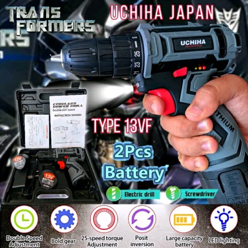 Jual Mesin Bor Baterai Kayu Besi Obeng Elektrik UCHIHA Japan Cordless