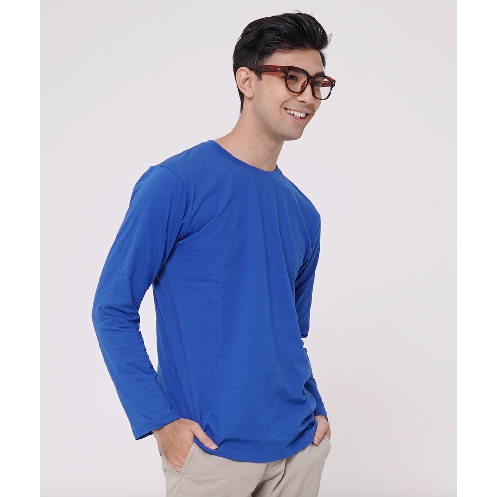 Jual KOZE Long Sleeve Premium Comfort Royal Blue T Shirt Kaos Polos