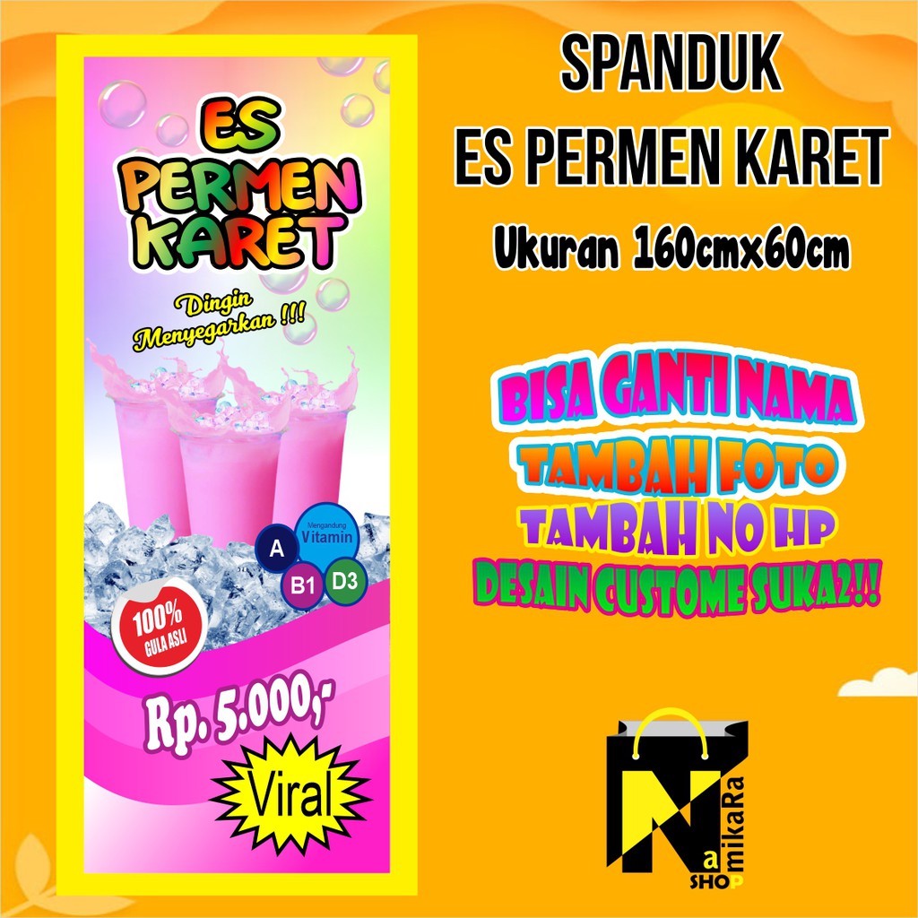 Jual Banner Spanduk Backdrop Es Permen Karet Banner Es Permen Karet