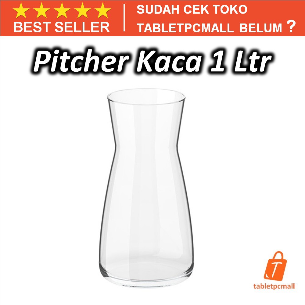 Jual Pitcher Kaca 1 Liter Karafe Minuman Vas Bunga Transparan Bening