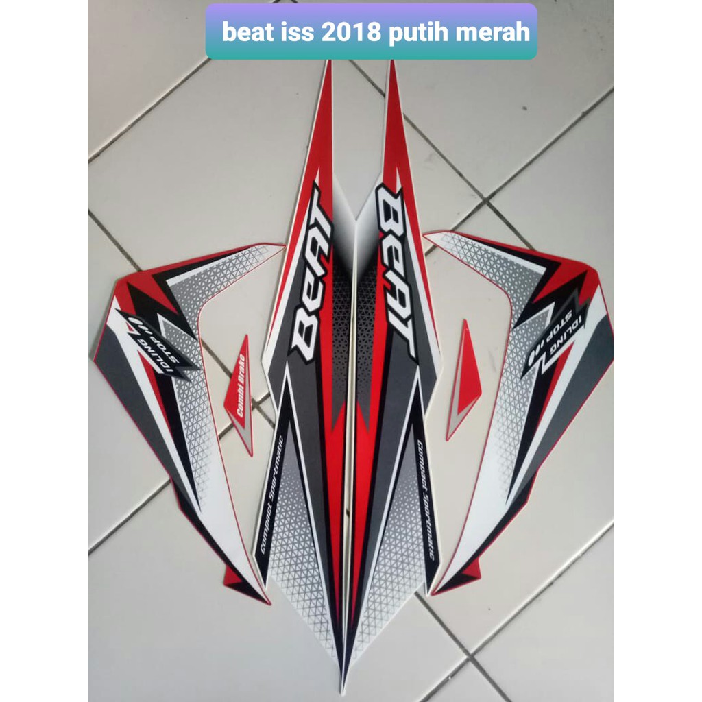 Jual Stiker Striping Motor Honda Beat Iss Putih Merah Shopee